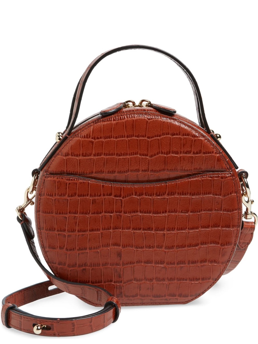Rebecca Minkoff Jody Croc Embossed Leather Circle Crossbody - Acorn